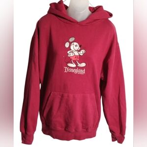 Disneyland Mickey Mouse Red Pullover Hoodie Sweatshirt Unisex Size Small